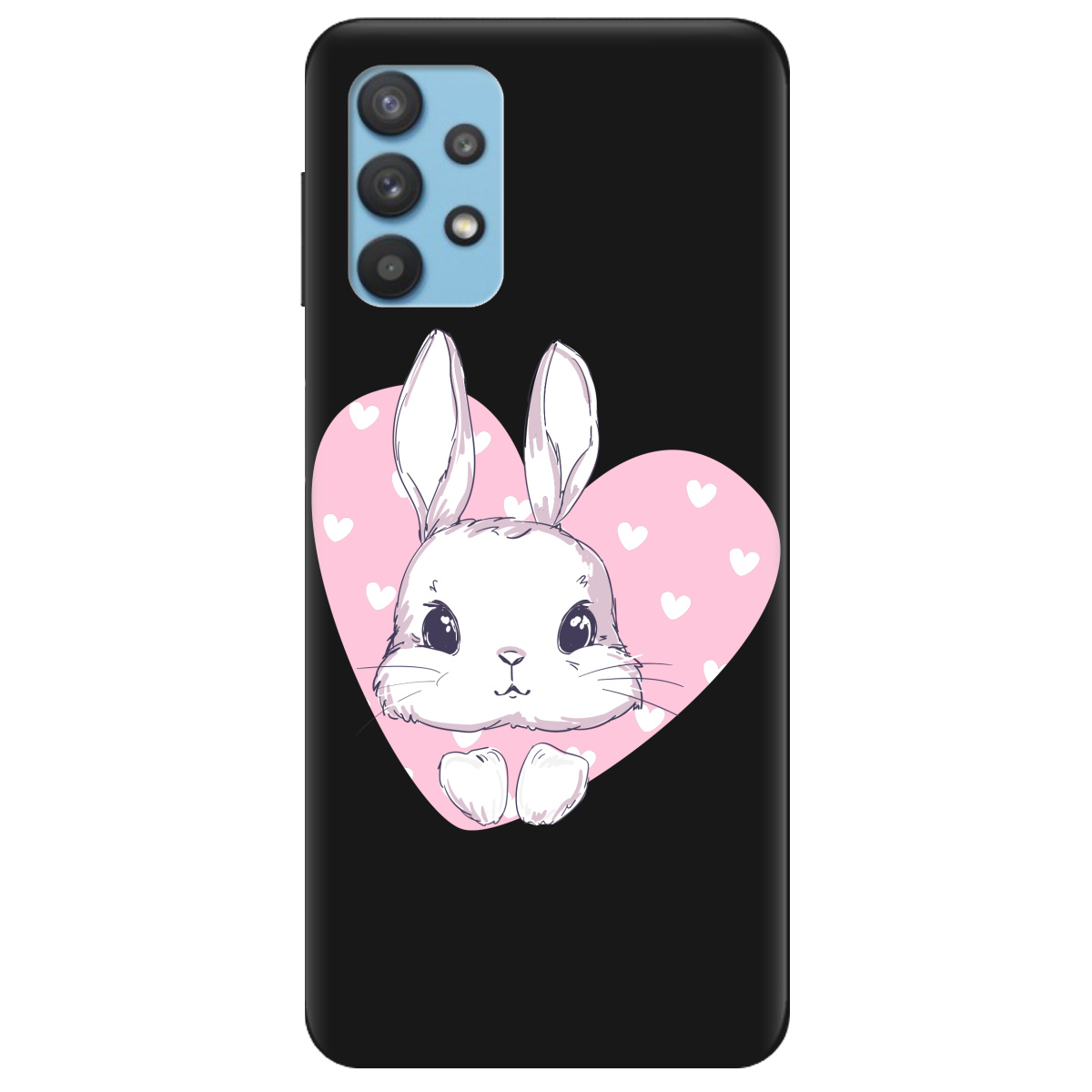 Чехол для Samsung Galaxy A32 4G черный матовый soft touch Cute bunny - фото 1