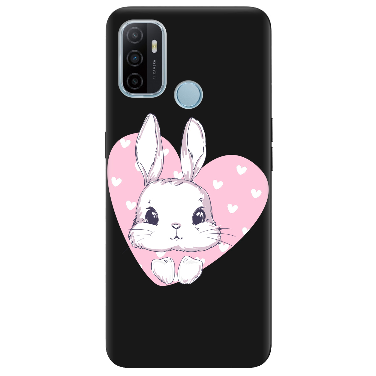 Чохол для Oppo A53/ A32/ A33 чорний матовий soft touch Cute bunny - фото 1