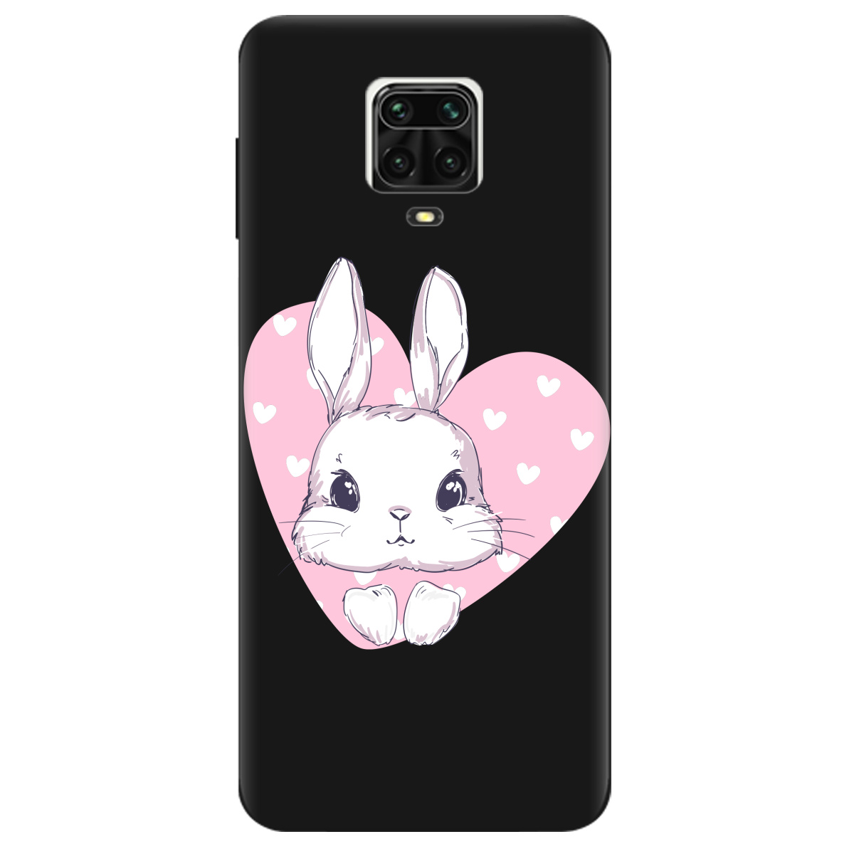 Чехол для Xiaomi Redmi Note 9 Pro Max черный матовый soft touch Cute bunny - фото 1