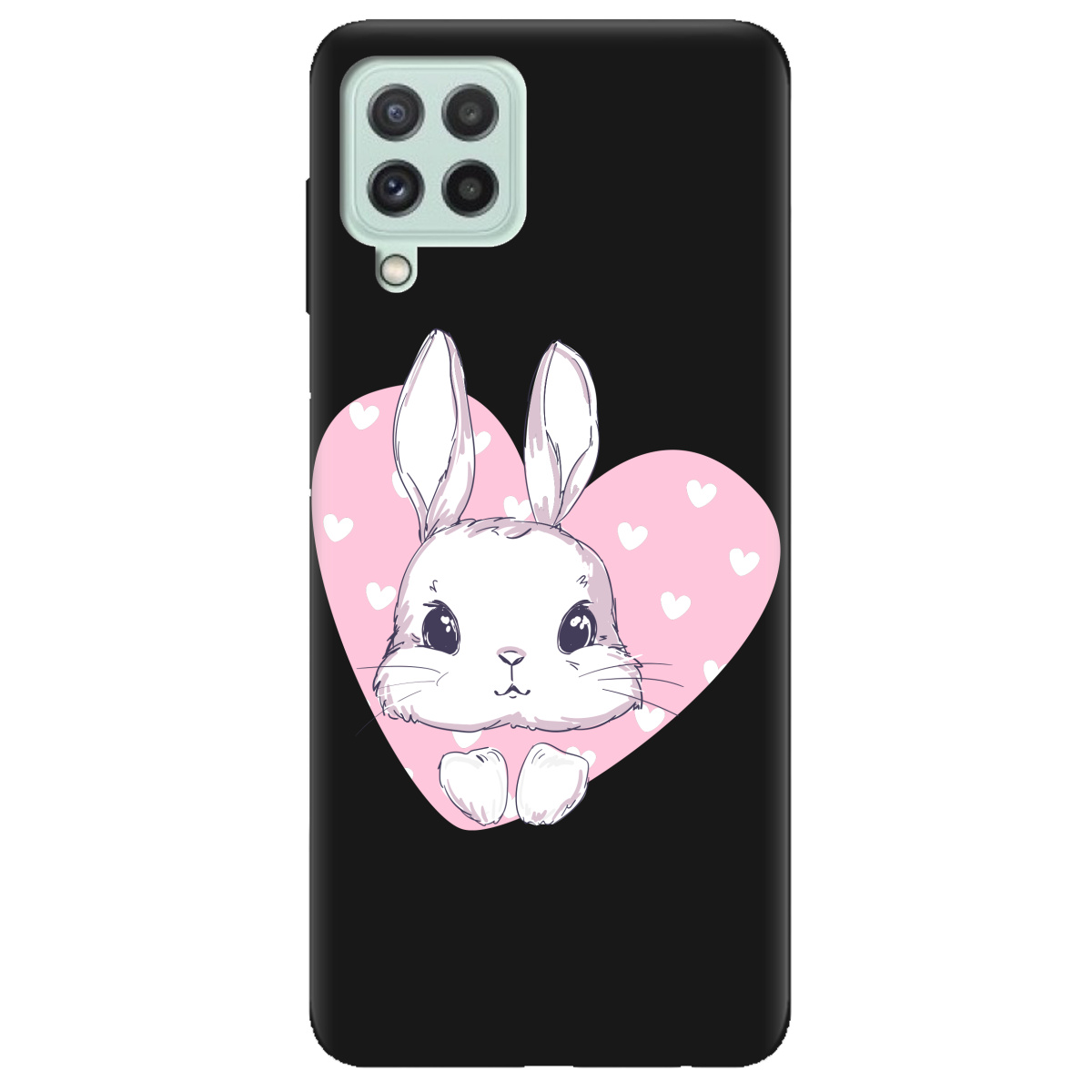 Чехол для Samsung Galaxy M32 черный матовый soft touch Cute bunny - фото 1