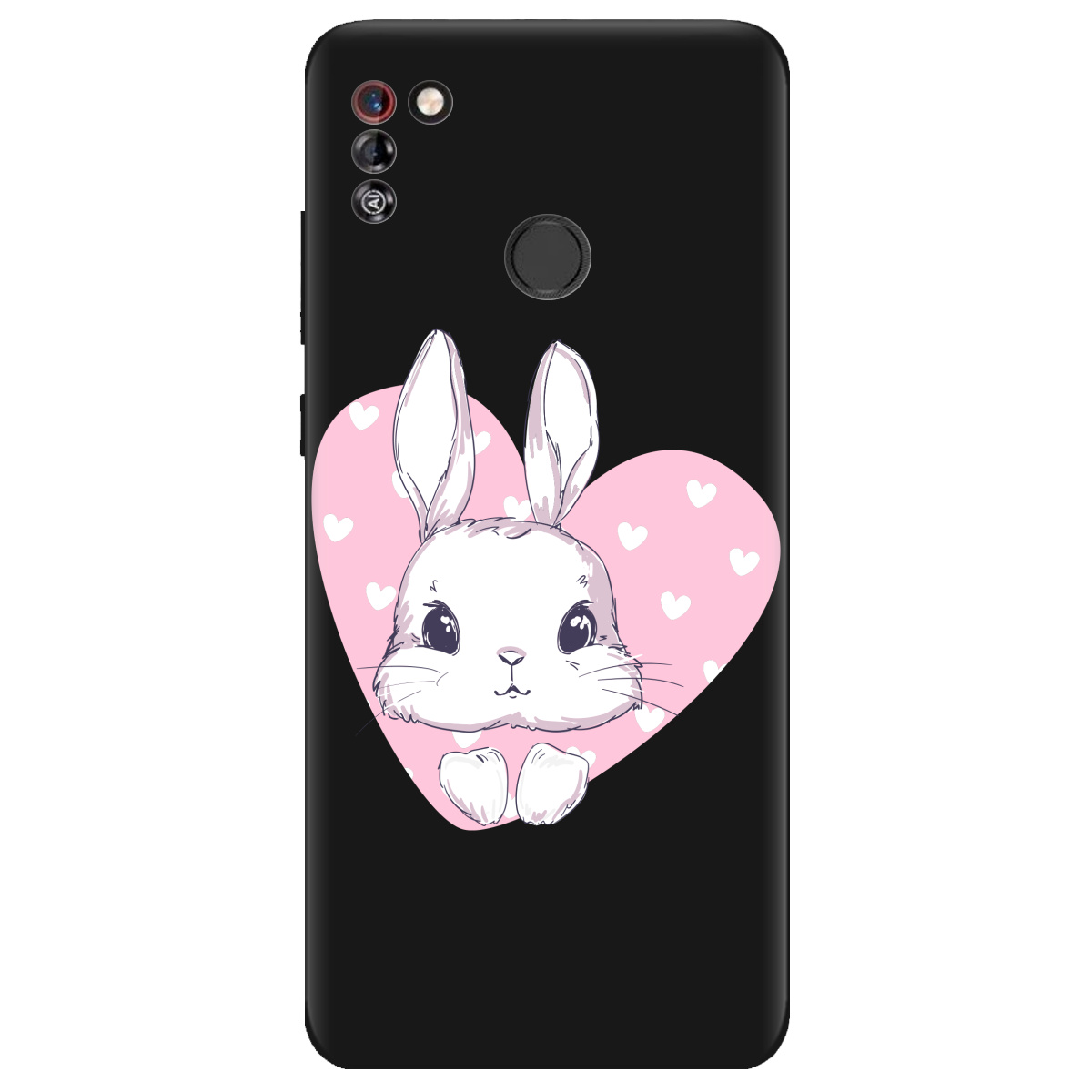 Чехол для Tecno Pop 4 Pro черный матовый soft touch Cute bunny - фото 1