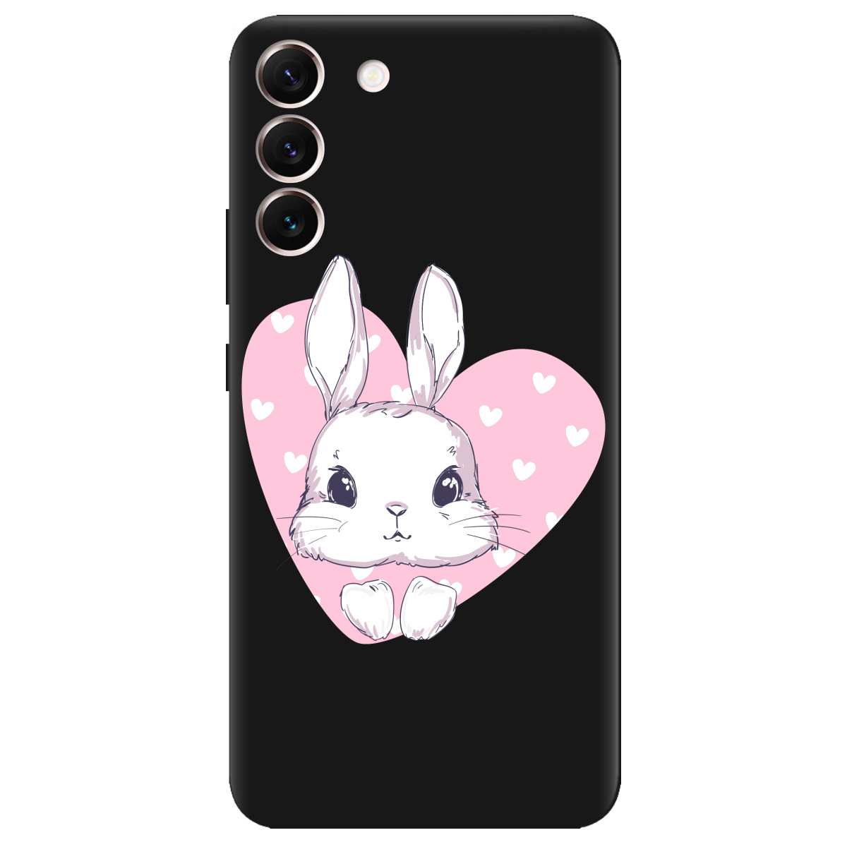 Чехол для Samsung Galaxy S22 черный матовый soft touch Cute bunny - фото 1