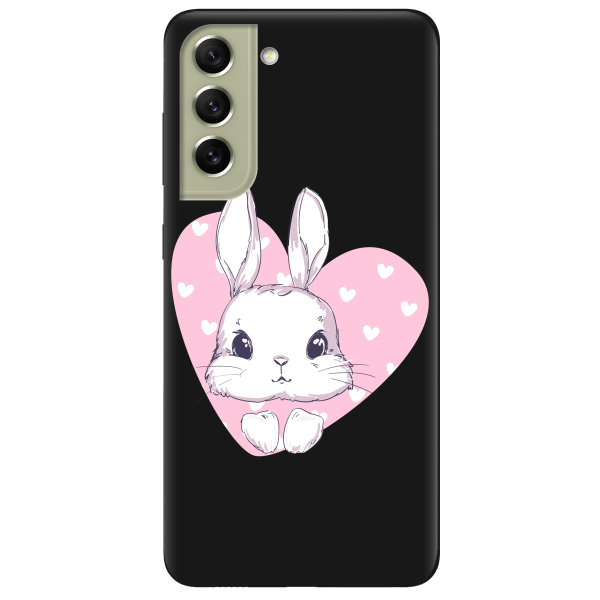 Чехол для Samsung Galaxy S21 FE черный матовый soft touch Cute bunny - фото 1