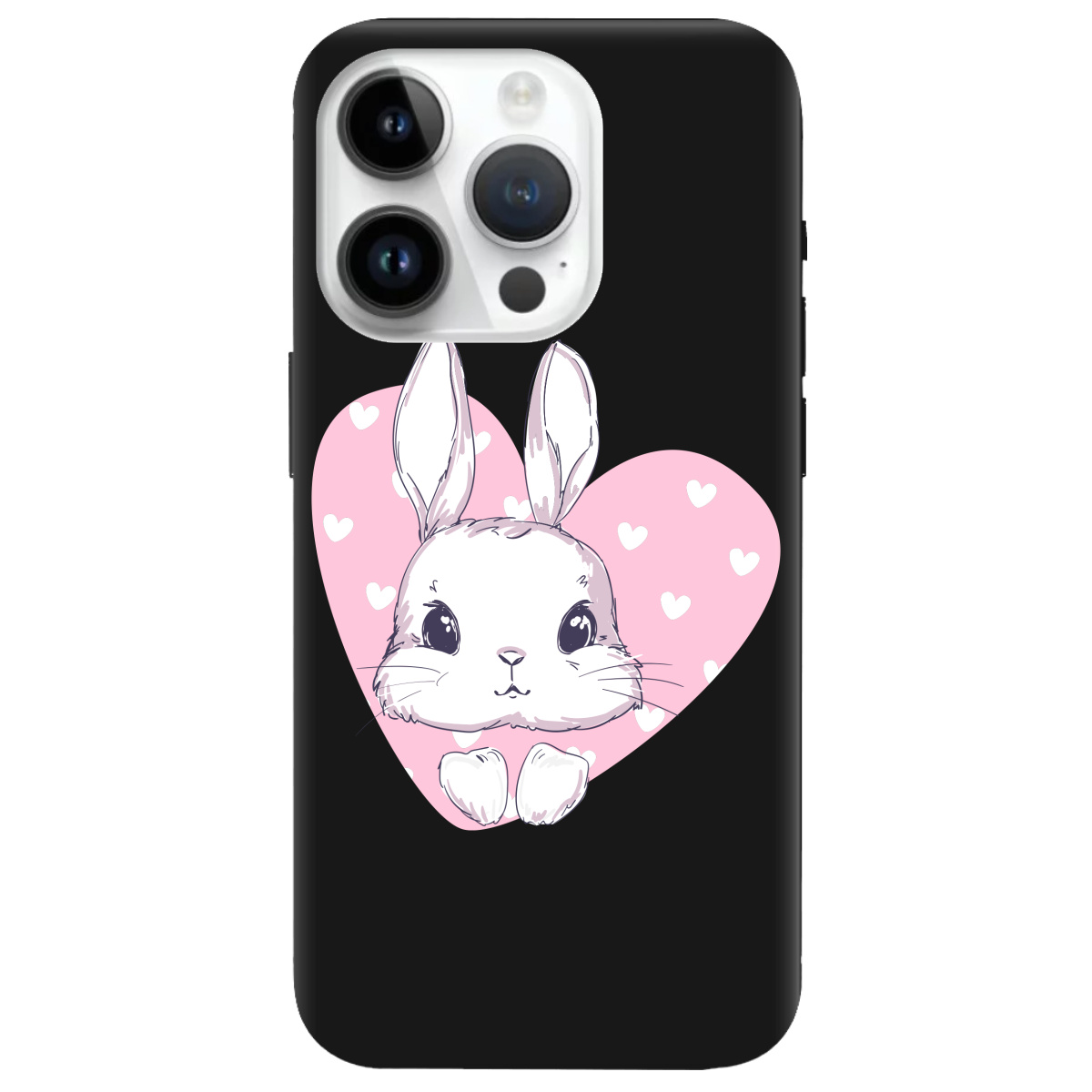 Чехол для Apple iPhone 14 Pro Max черный матовый soft touch Cute bunny - фото 1