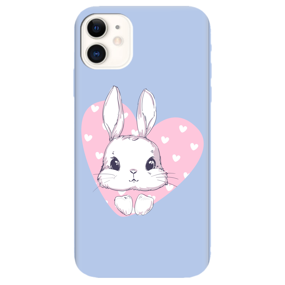 Чохол для Apple iPhone 11 ніжно-блакитний матовий soft touch Cute bunny - фото 1