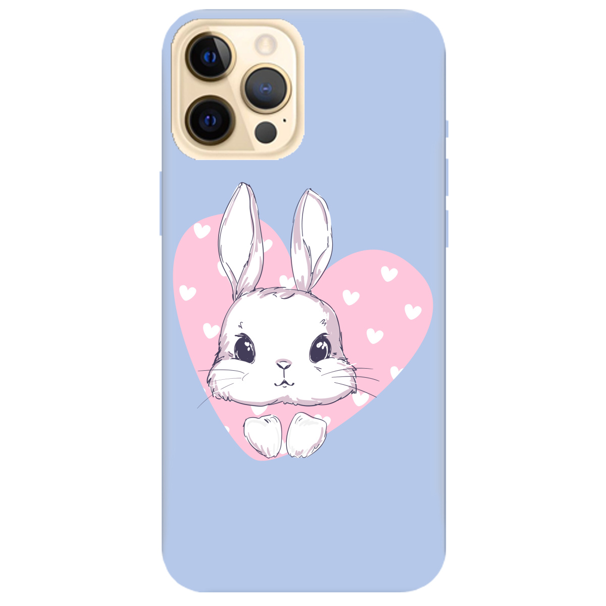 Чохол для Apple iPhone 12 Pro ніжно-блакитний матовий soft touch Cute bunny - фото 1