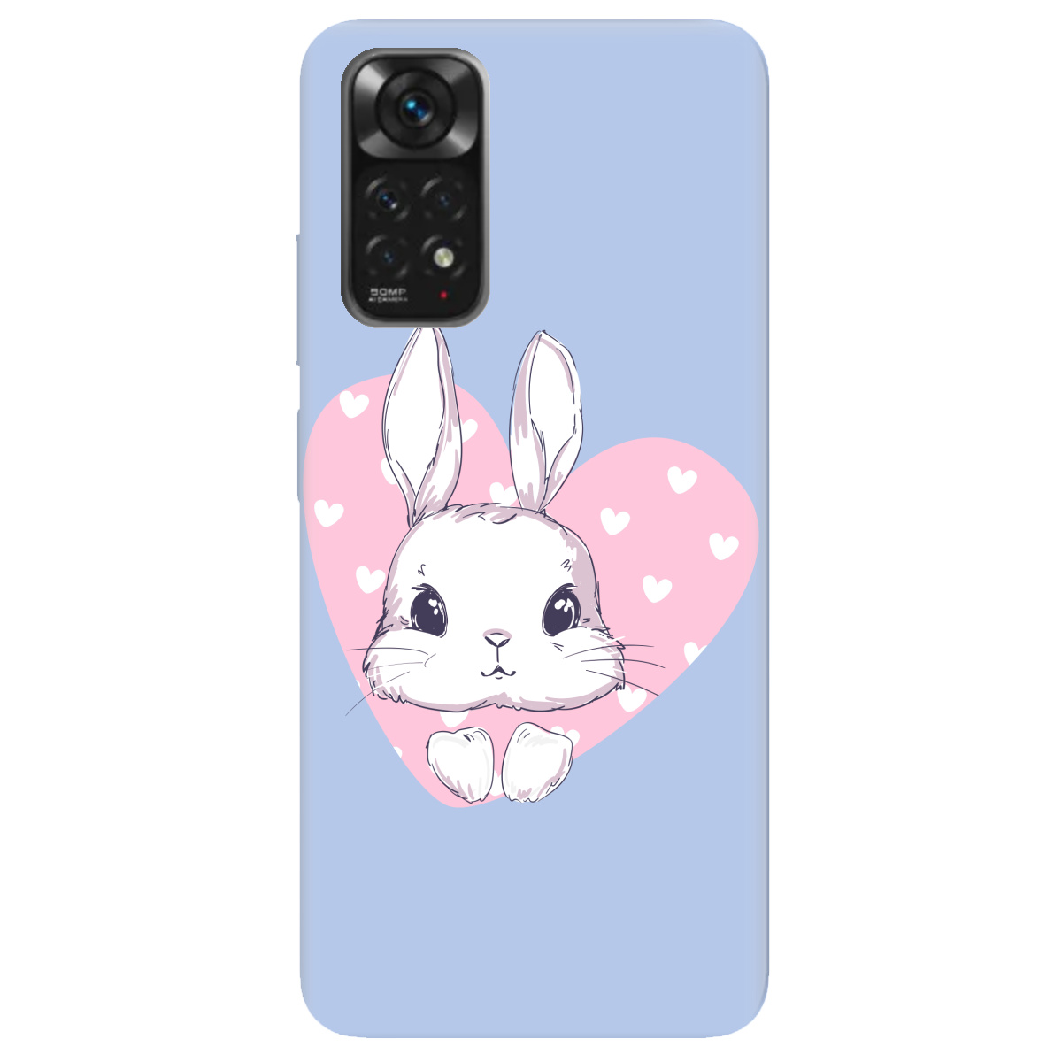Чохол для Xiaomi Redmi Note 11s ніжно-блакитний матовий soft touch Cute bunny - фото 1