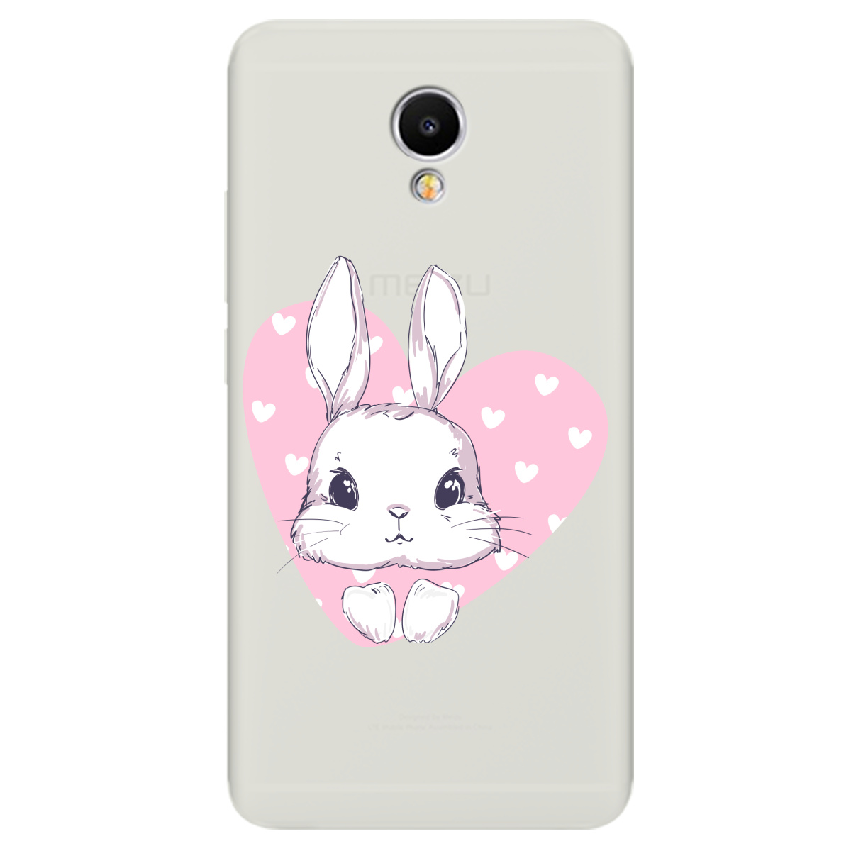 Чехол для Meizu M5 Note полупрозрачный матовый soft touch Cute bunny - фото 1