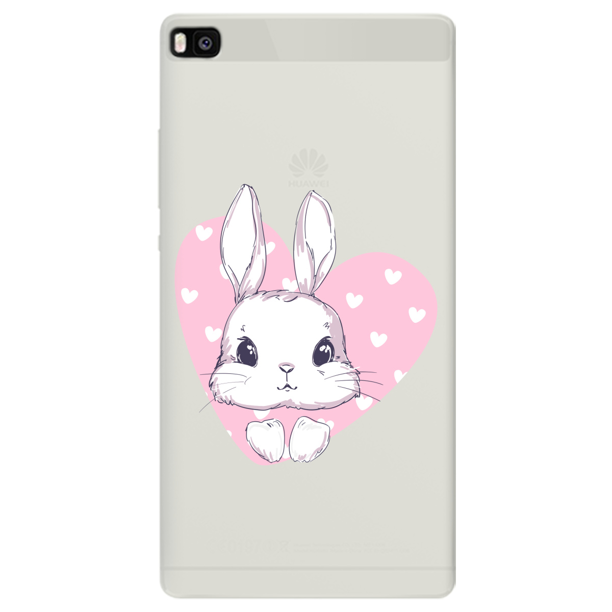 Чехол для Huawei P8 полупрозрачный матовый soft touch Cute bunny - фото 1