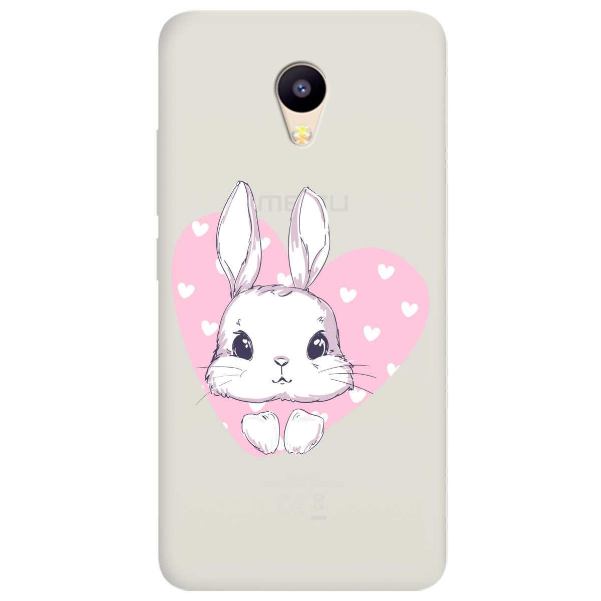 Чехол для Meizu M5C полупрозрачный матовый soft touch Cute bunny - фото 1
