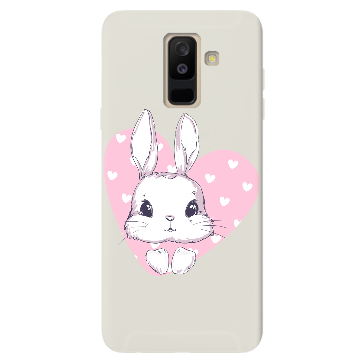 Чехол для Samsung Galaxy A6 Plus 2018 полупрозрачный матовый soft touch Cute bunny - фото 1