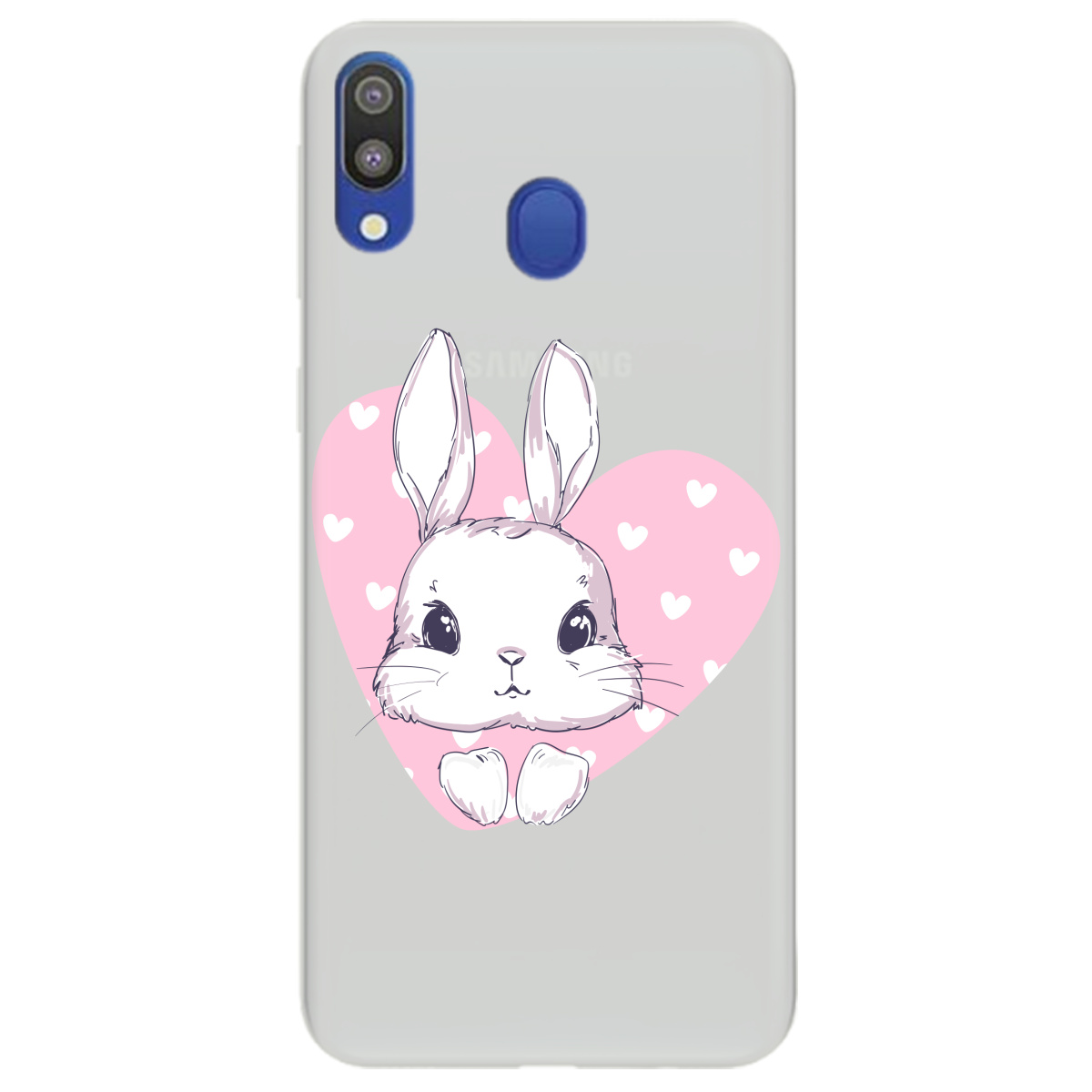 Чехол для Samsung Galaxy M20 полупрозрачный матовый soft touch Cute bunny - фото 1