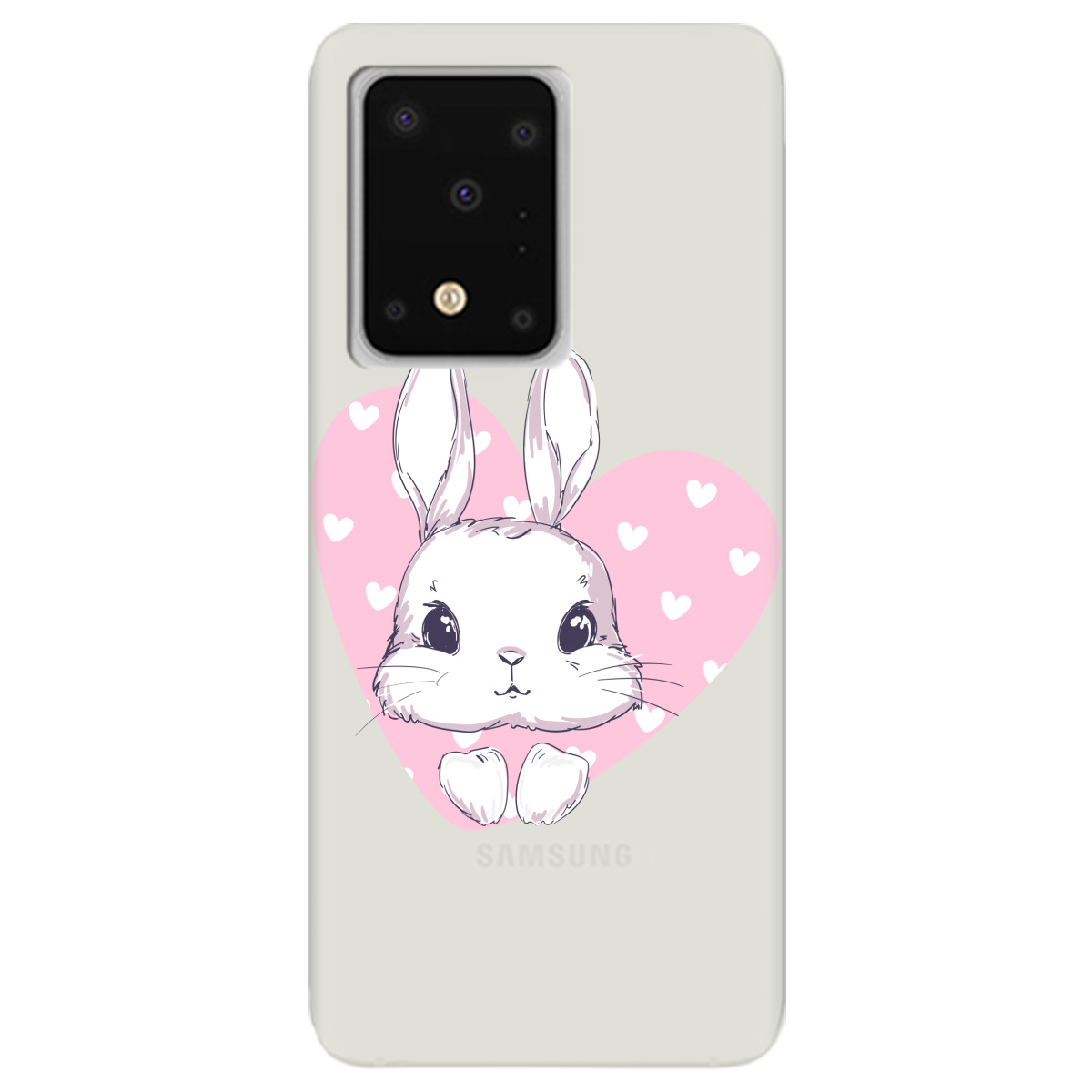 Чехол для Samsung Galaxy S11 полупрозрачный матовый soft touch Cute bunny - фото 1