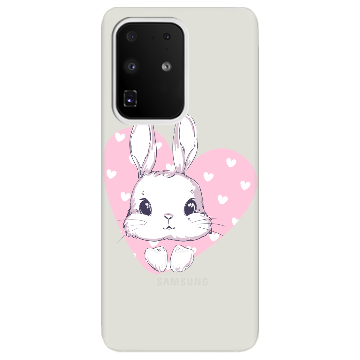 Чехол для Samsung Galaxy S11 Plus полупрозрачный матовый soft touch Cute bunny - фото 1
