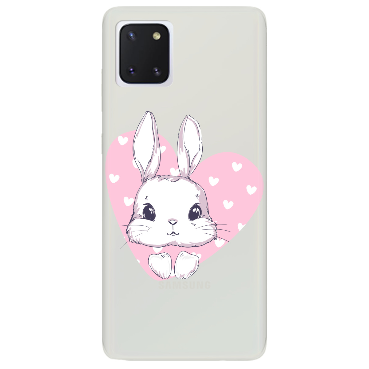 Чехол для Samsung Galaxy Note 10 Lite полупрозрачный матовый soft touch Cute bunny - фото 1