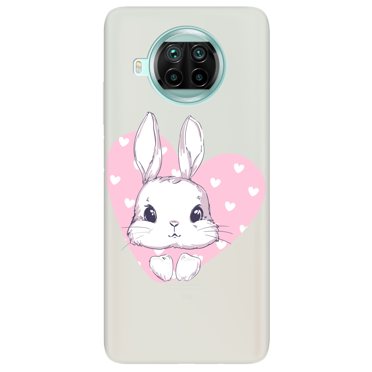 Чехол для Xiaomi Mi 10T Lite полупрозрачный матовый soft touch Cute bunny - фото 1