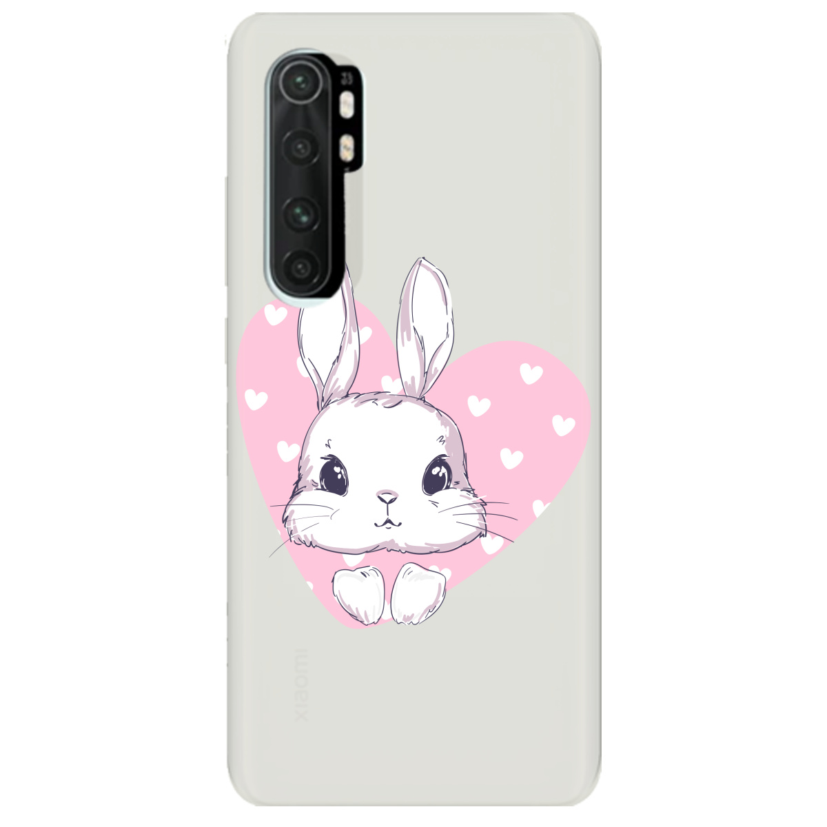 Чехол для Xiaomi Mi Note 10 Lite полупрозрачный матовый soft touch Cute bunny - фото 1