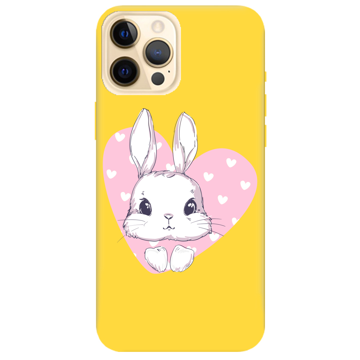 Чохол для Apple iPhone 12 Pro жовтий матовий soft touch Cute bunny - фото 1