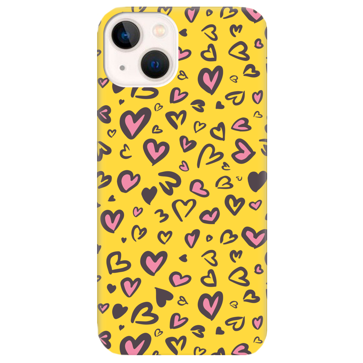 Чехол для Apple iPhone 13 Mini желтый матовый soft touch Leopard in love - фото 1