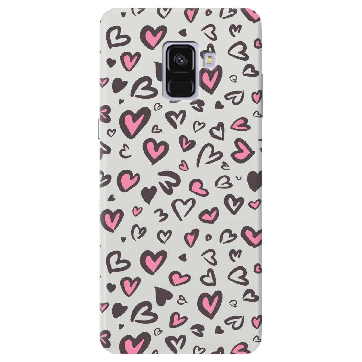 Чехол для Samsung Galaxy A8 2018 полупрозрачный матовый soft touch Leopard in love - фото 1