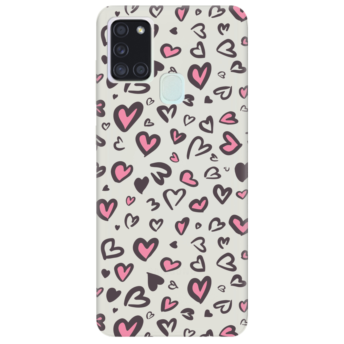 Чехол для Samsung Galaxy A21s полупрозрачный матовый soft touch Leopard in love - фото 1