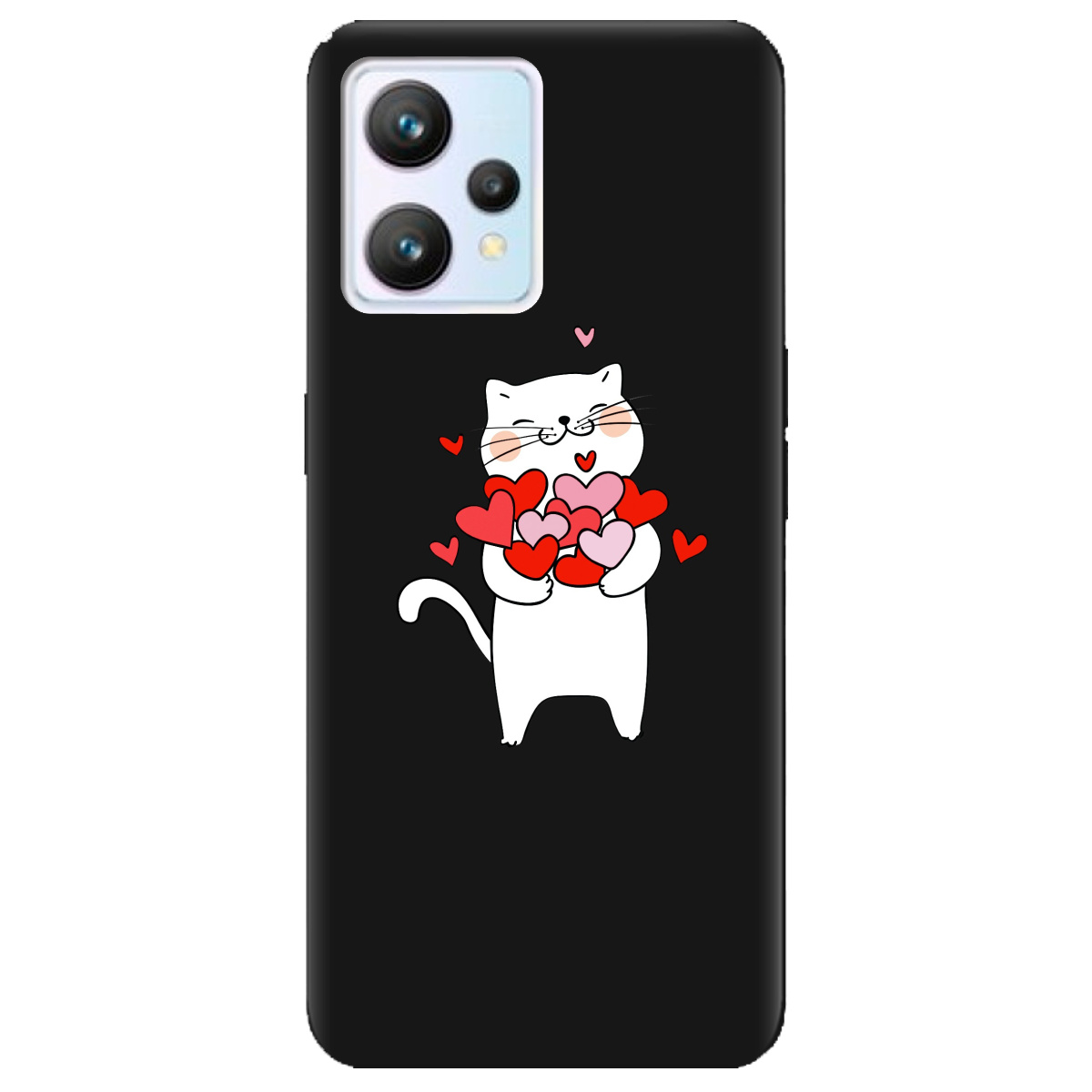 Чехол для Realme 9 Pro Plus черный матовый soft touch loving heart - фото 1