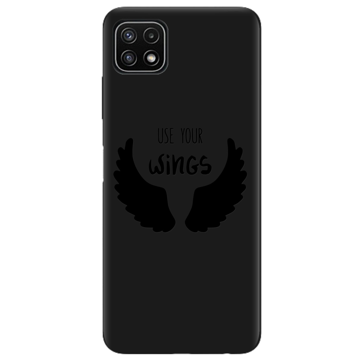 Чехол для Samsung Galaxy A22 5G черный матовый soft touch Wings - фото 1