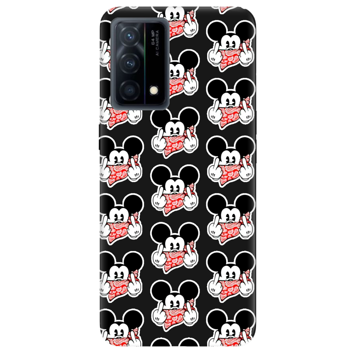 Чехол для Oppo K9 черный матовый soft touch Mickey Mouse - фото 1