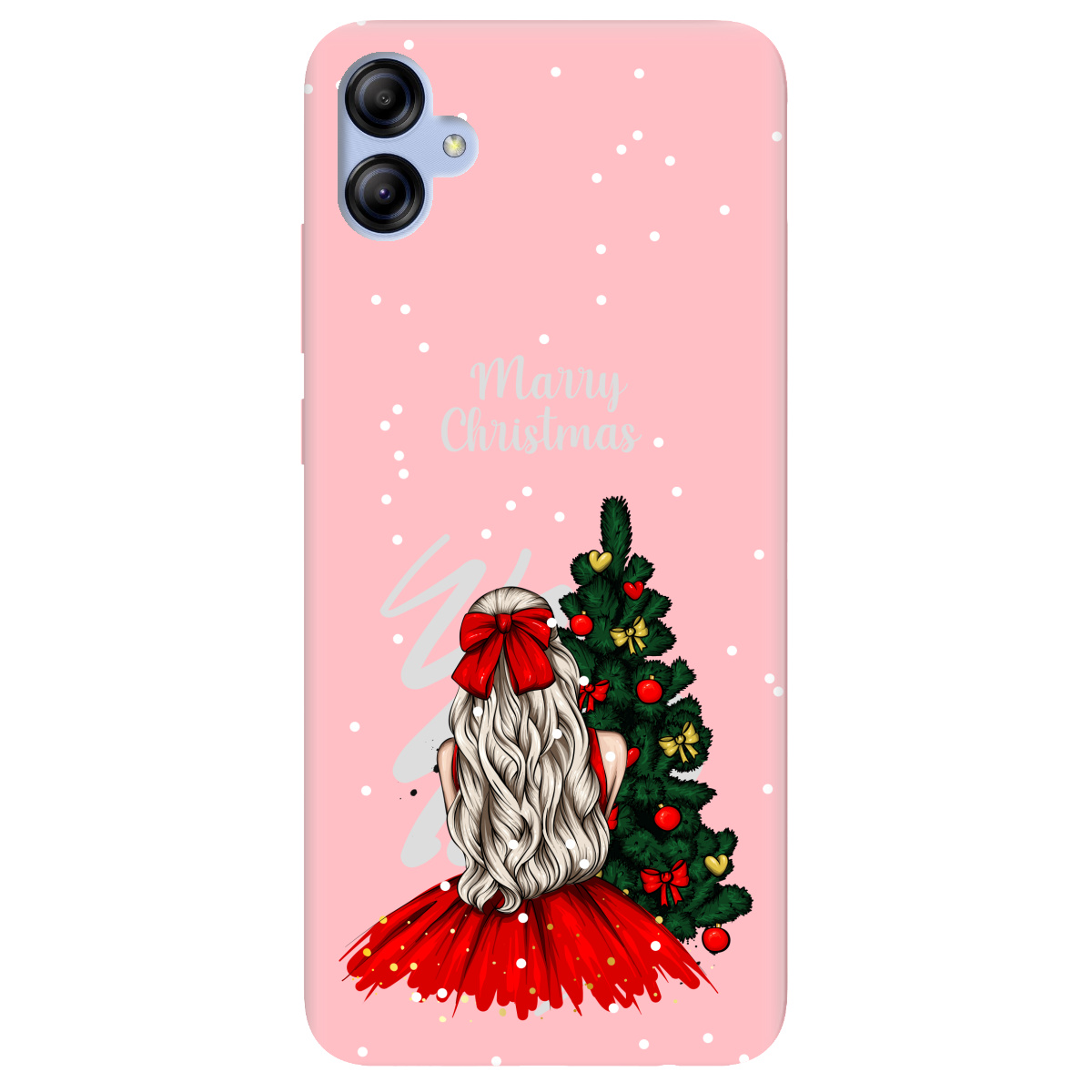 Чехол для Samsung Galaxy A04e нежно-розовый матовый soft touch Beautiful christmas - фото 1