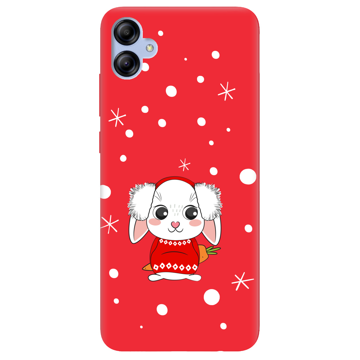 Чехол для Samsung Galaxy A04e ярко-красный матовый soft touch My bunny - фото 1