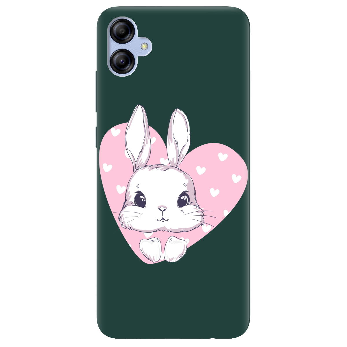 Чехол для Samsung Galaxy A04e темно-зеленый матовый soft touch Cute bunny - фото 1