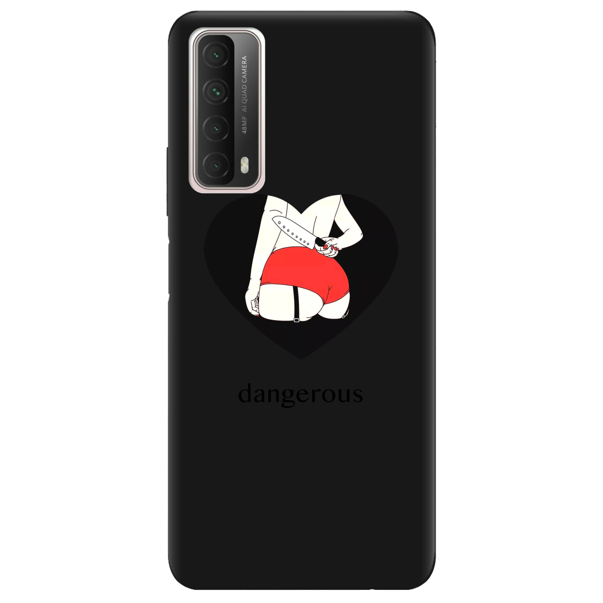 Чехол для Huawei P Smart 2021 черный матовый soft touch Dangerous - фото 1