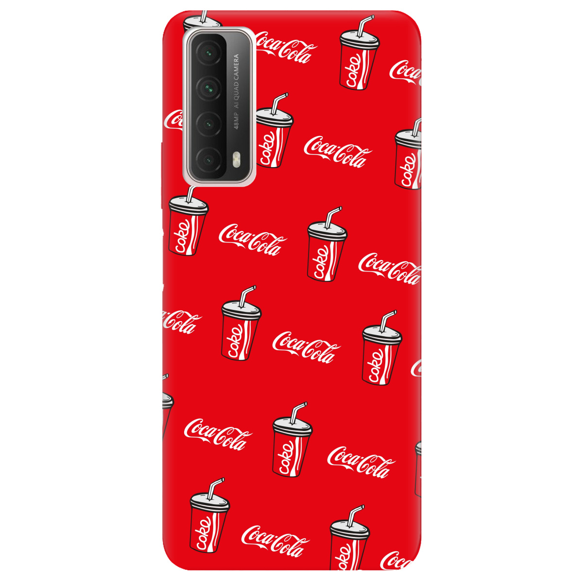 Чохол для Huawei P Smart 2021 яскраво-червоний матовий soft touch Coca Cola - фото 1