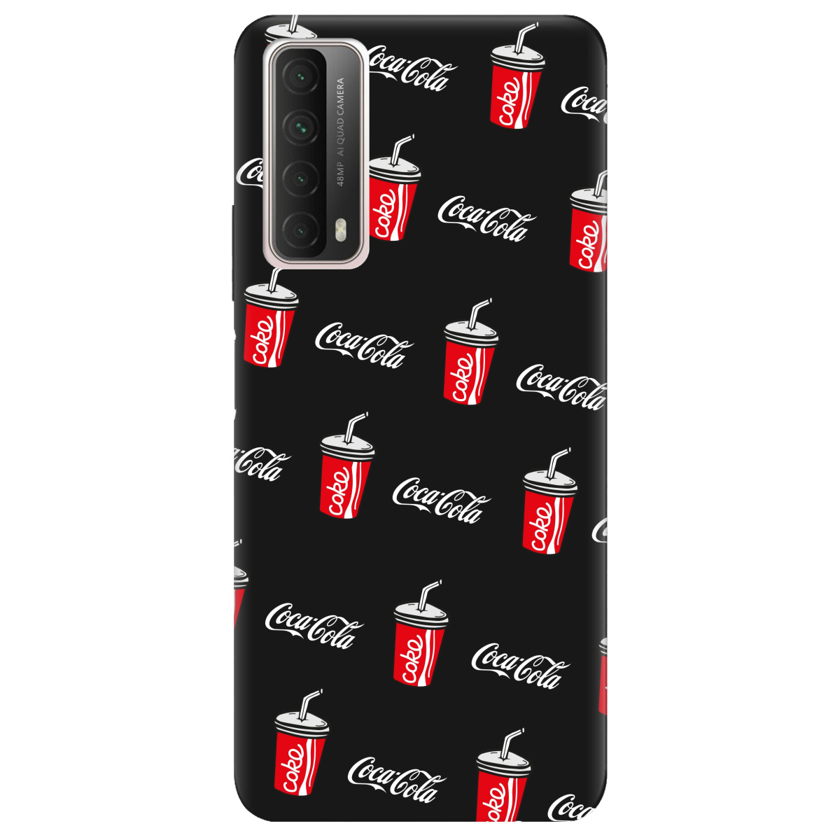Чехол для Huawei P Smart 2021 черный матовый soft touch Coca Cola - фото 1