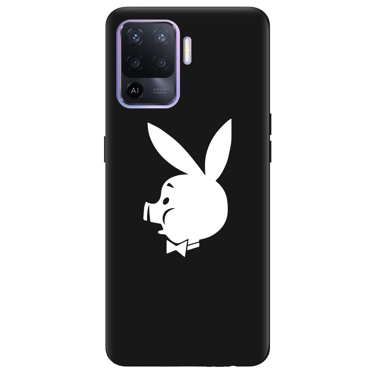 Чехол для Oppo Reno 5 Lite черный матовый soft touch Piggy - фото 1