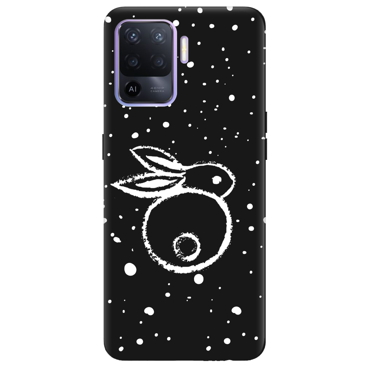 Чехол для Oppo Reno 5 Lite черный матовый soft touch Rabbit - фото 1