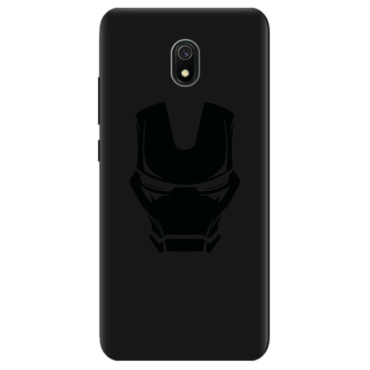 Чехол для Xiaomi Redmi 8A черный матовый soft touch Железный человек - фото 1