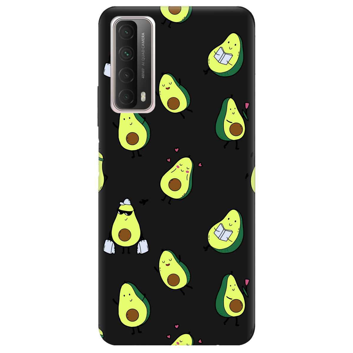 Чохол для Huawei P Smart 2021 чорний матовий soft touch Cute avocado - фото 1
