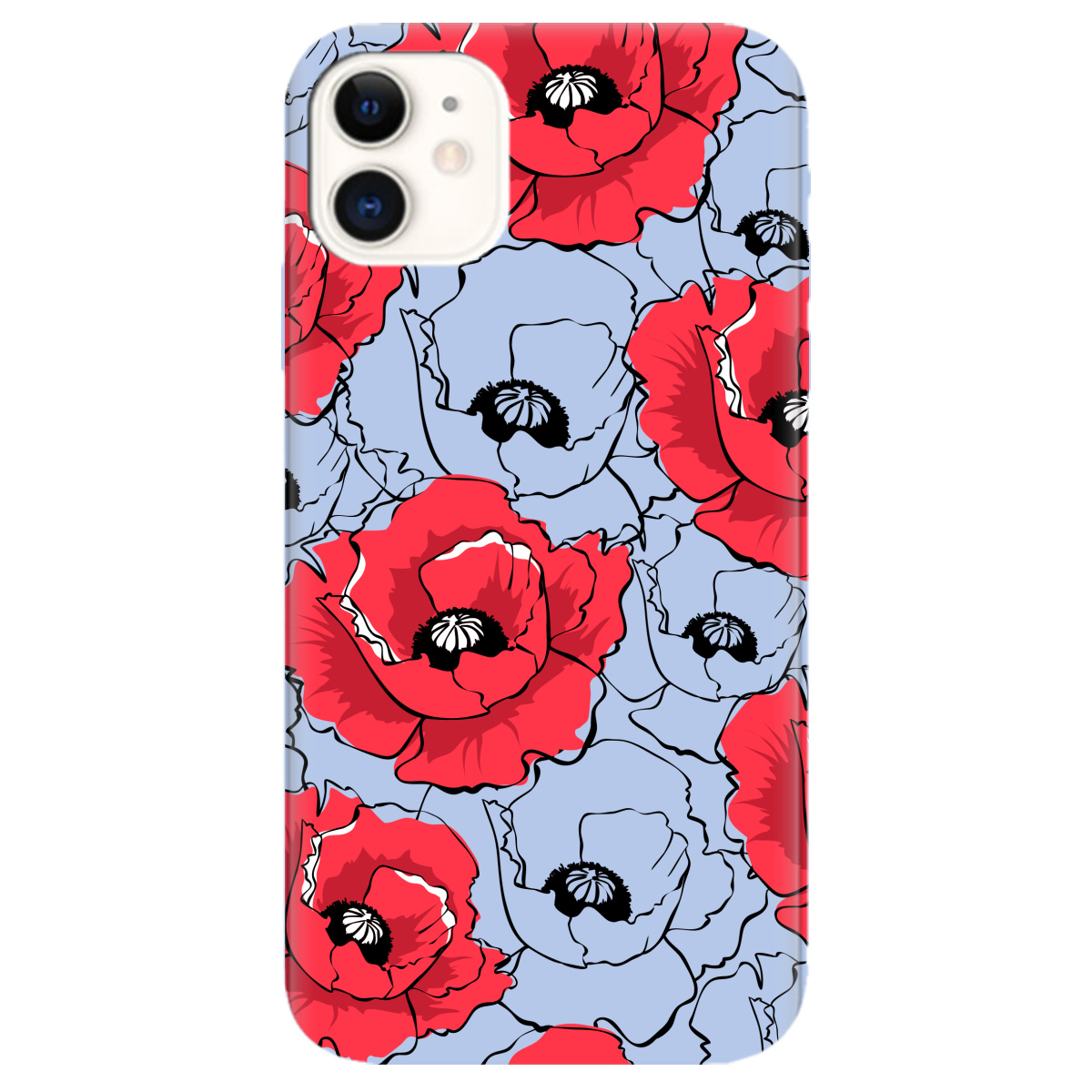 Чохол для Apple iPhone 11 ніжно-блакитний матовий soft touch Red poppy - фото 1