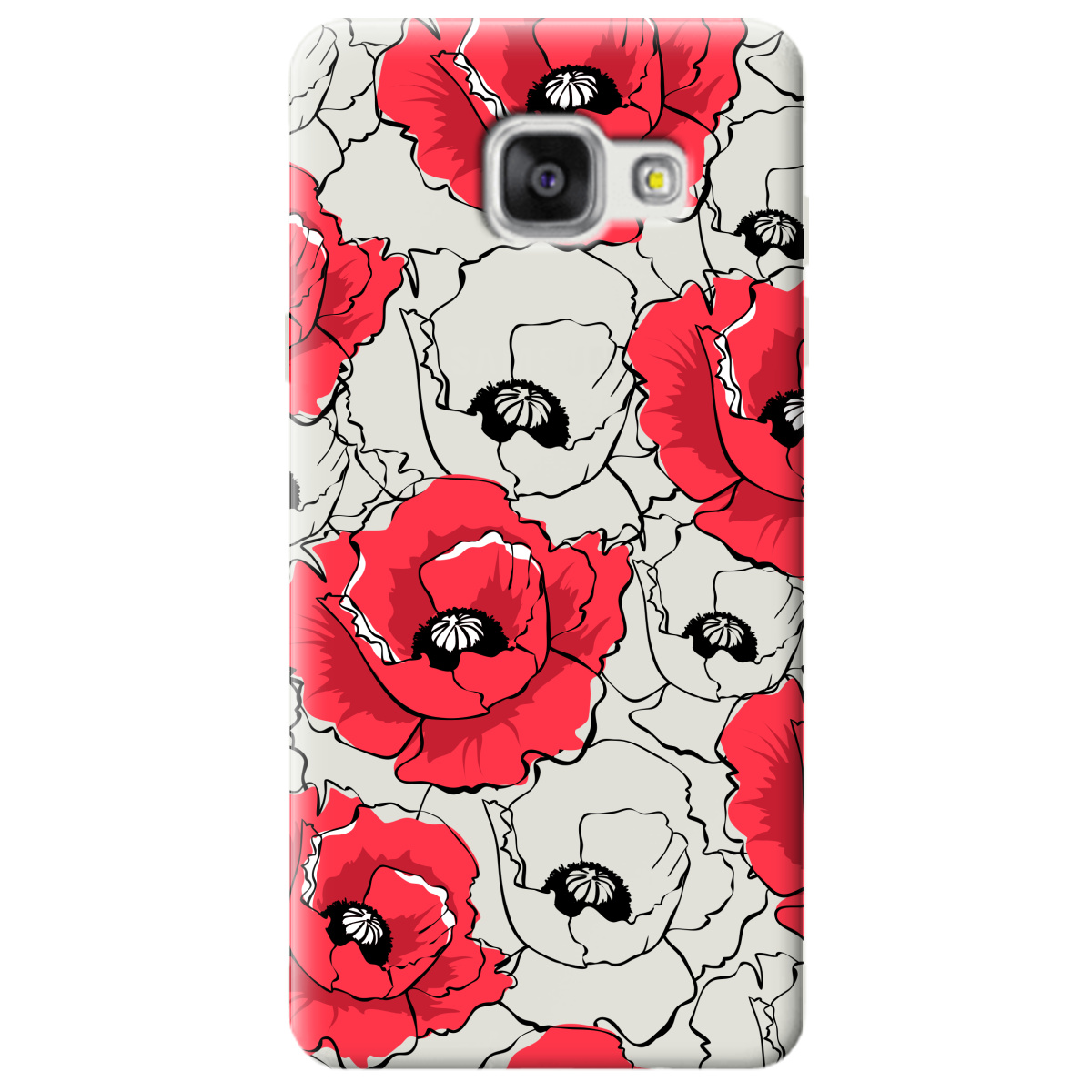 Чехол для Samsung Galaxy A5 2016 полупрозрачный матовый soft touch Red poppy - фото 1