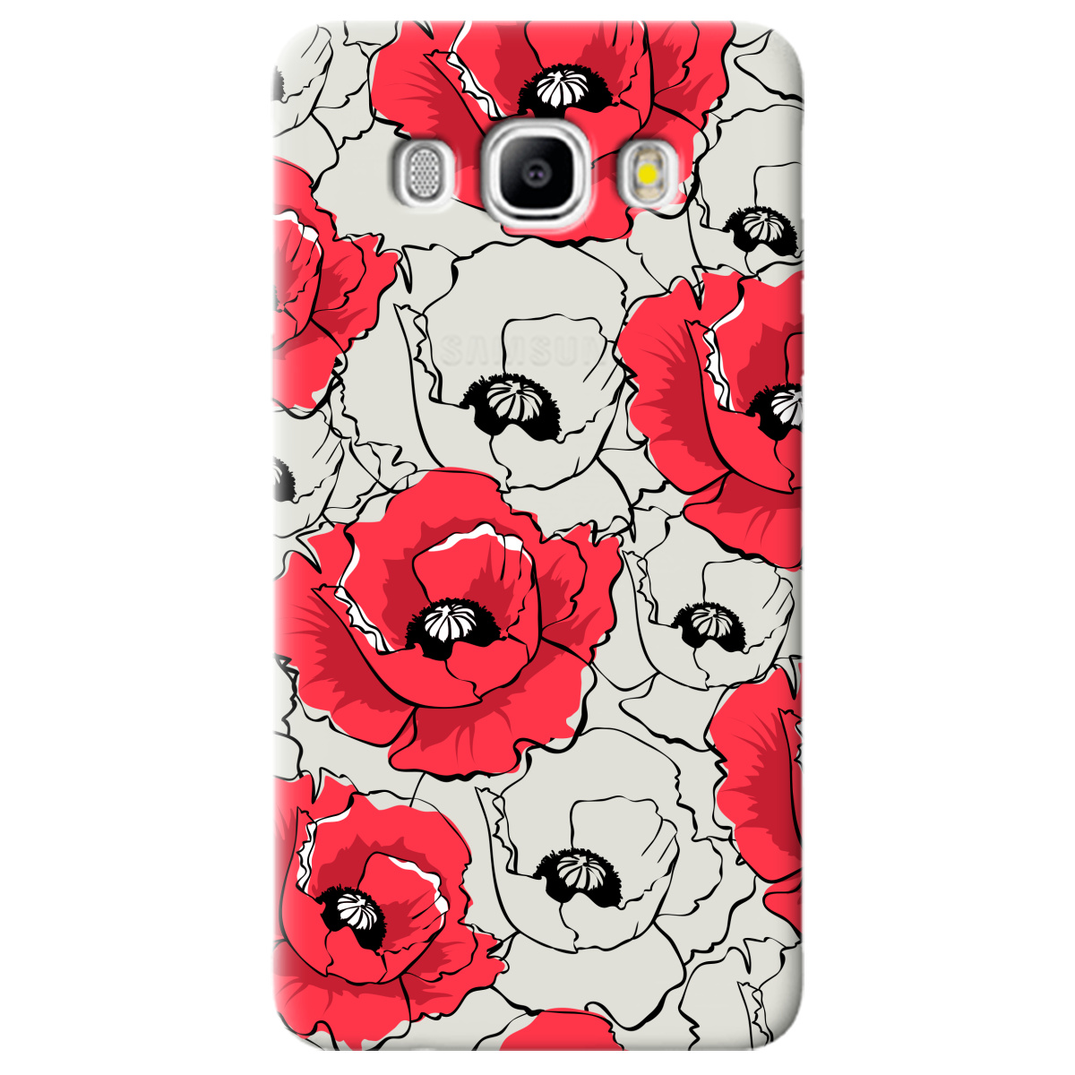 Чохол для Samsung Galaxy J5 2016 напівпрозорий матовий soft touch Red poppy - фото 1