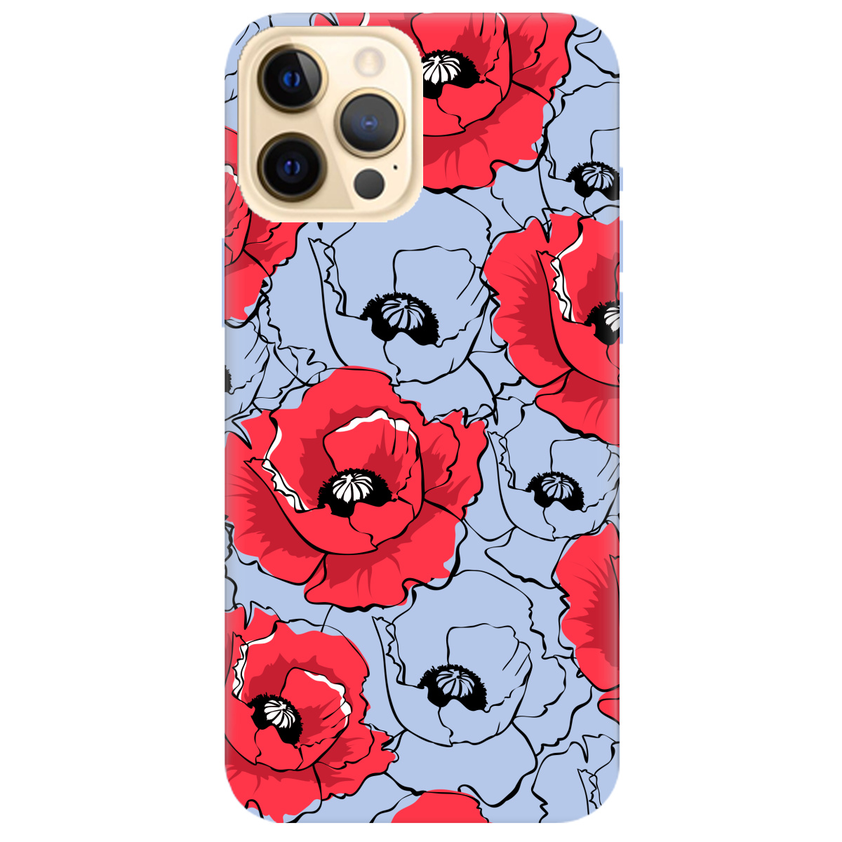 Чехол для Apple iPhone 12 Pro Max нежно-голубой матовый soft touch Red poppy - фото 1