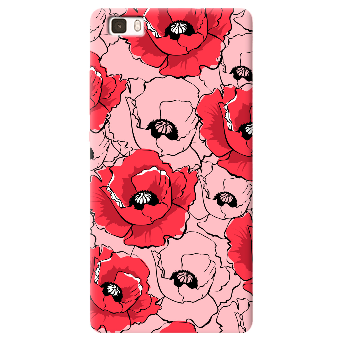 Чехол для Huawei P8 Lite нежно-розовый матовый soft touch Red poppy - фото 1