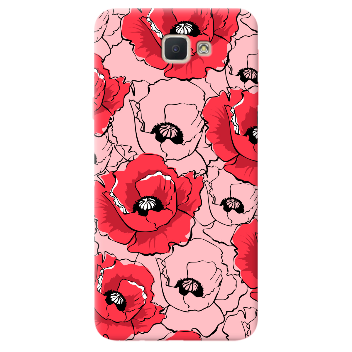 Чехол для Samsung Galaxy J5 Prime нежно-розовый матовый soft touch Red poppy - фото 1