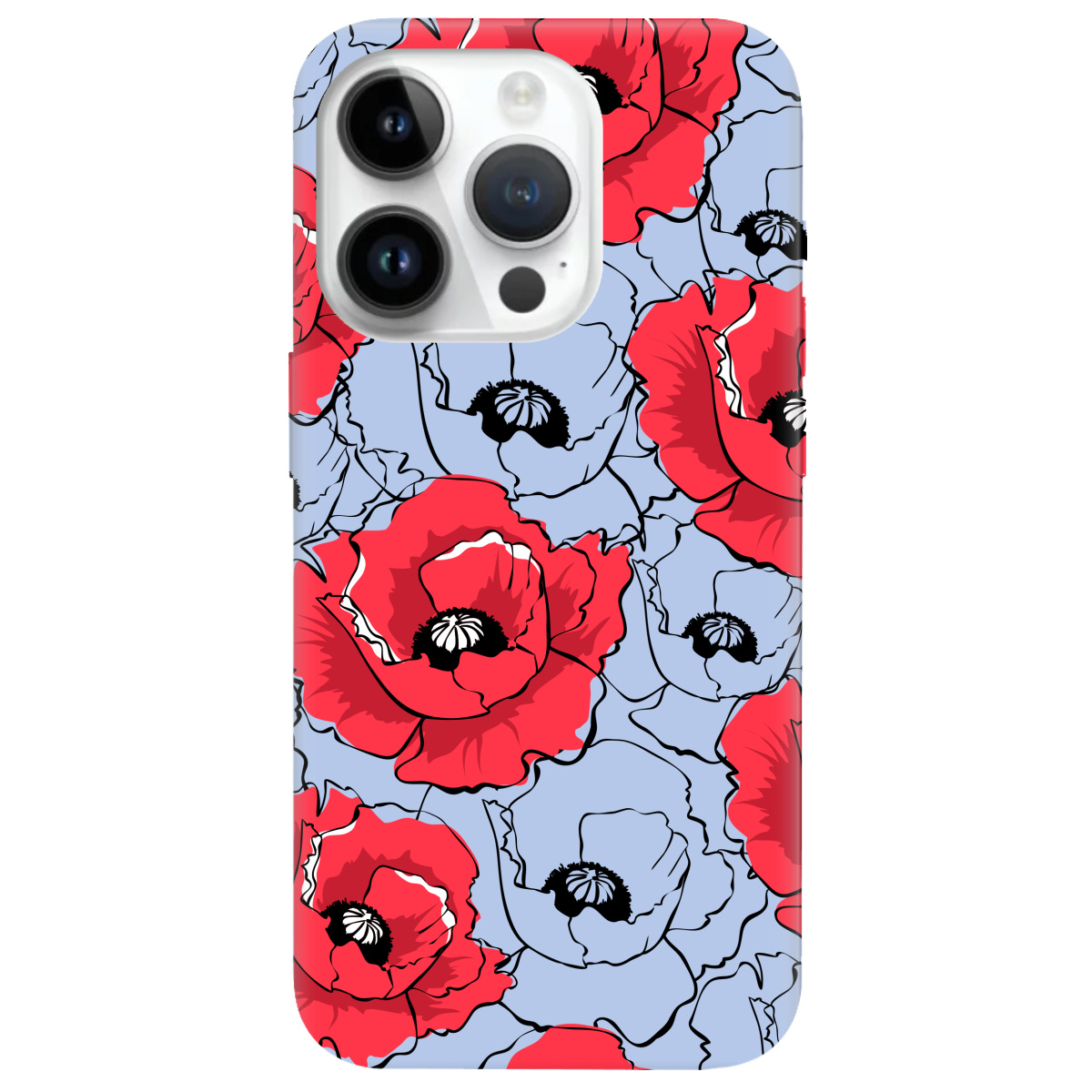 Чехол для Apple iPhone 14 Pro нежно-голубой матовый soft touch Red poppy - фото 1