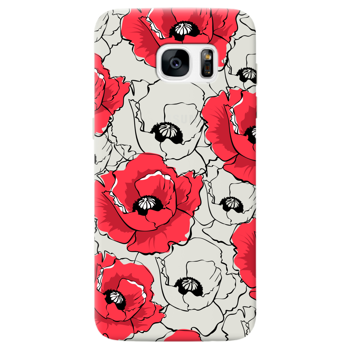 Чохол для Samsung Galaxy S7 Edge напівпрозорий матовий soft touch Red poppy - фото 1
