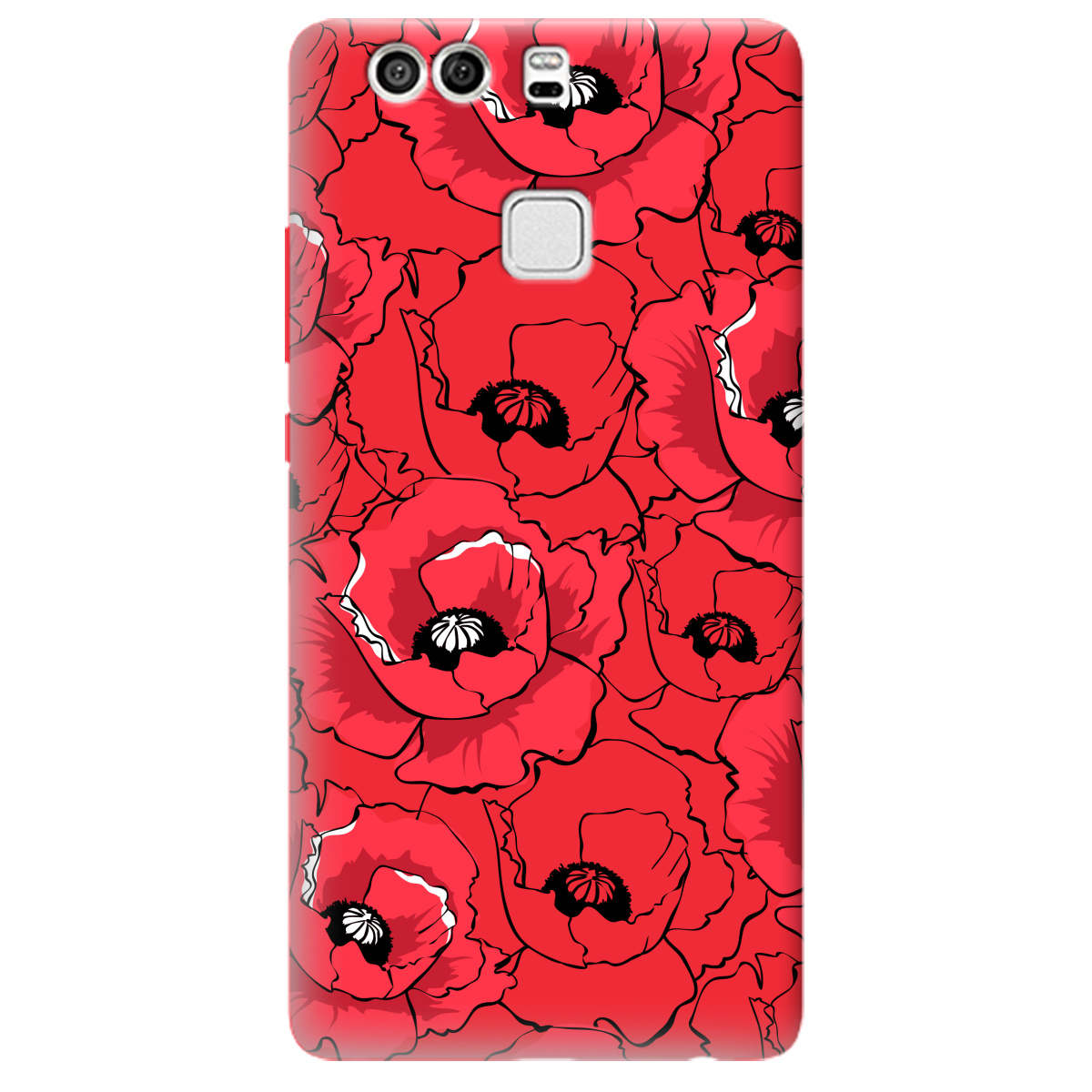 Чехол для Huawei P9 ярко-красный матовый soft touch Red poppy - фото 1