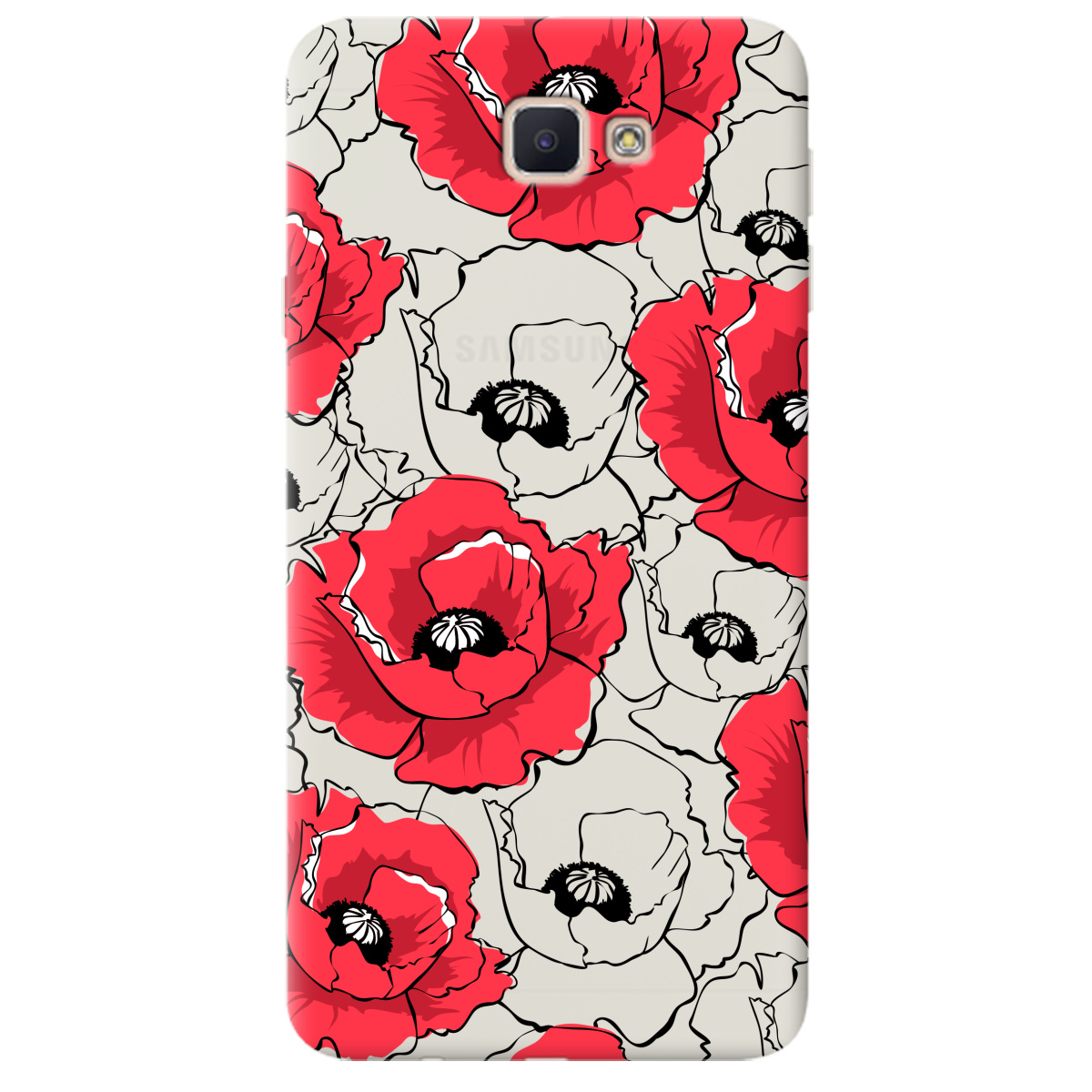 Чохол для Samsung Galaxy J7 Prime напівпрозорий матовий soft touch Red poppy - фото 1