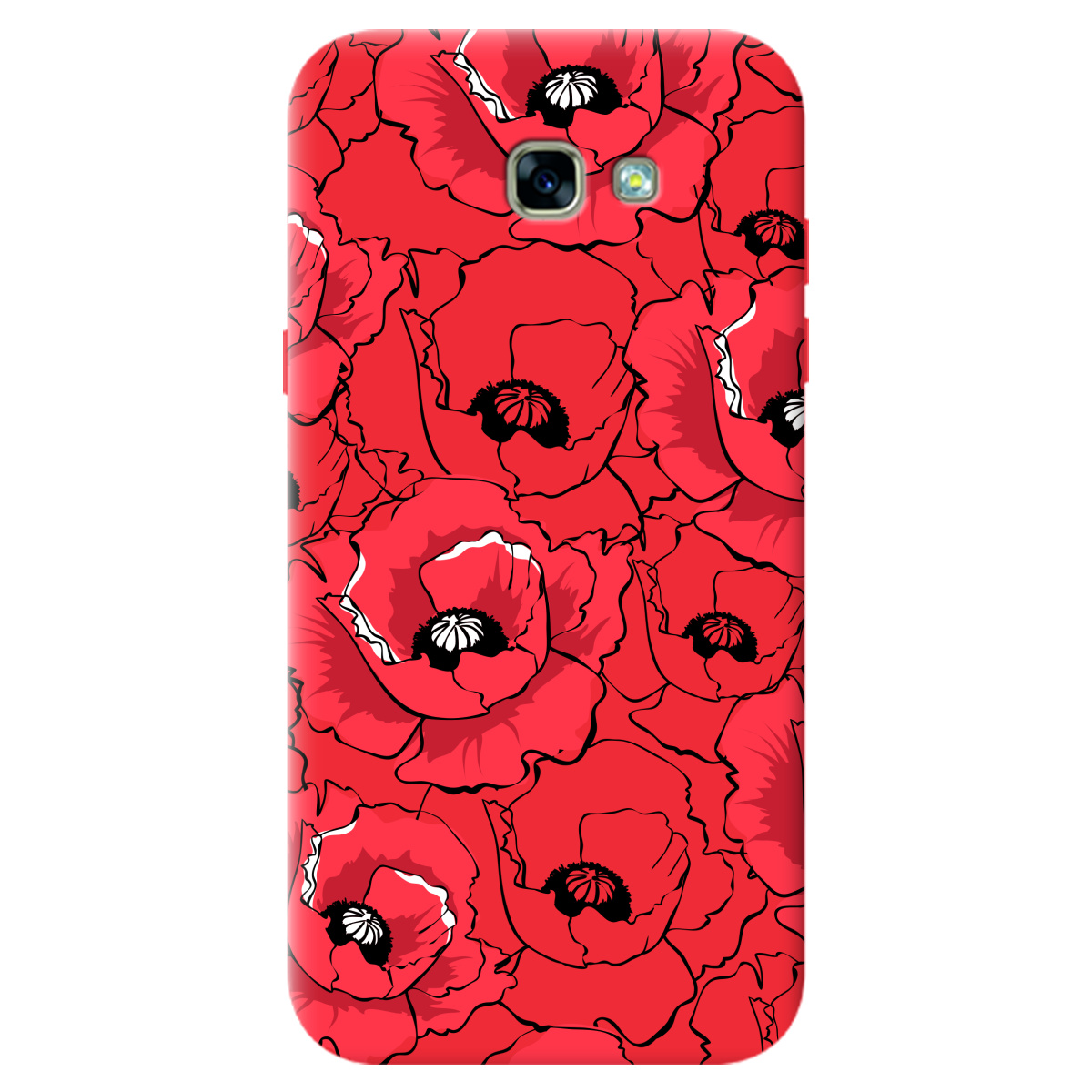 Чехол для Samsung Galaxy A3 2017 ярко-красный матовый soft touch Red poppy - фото 1