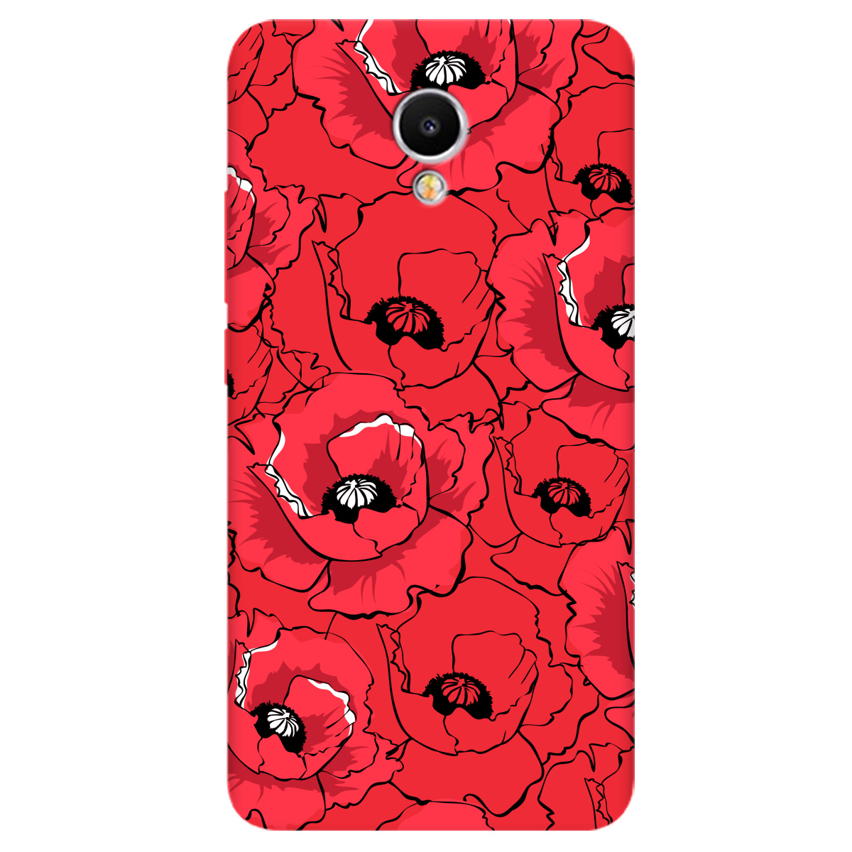Чехол для Meizu M5 Note ярко-красный матовый soft touch Red poppy - фото 1